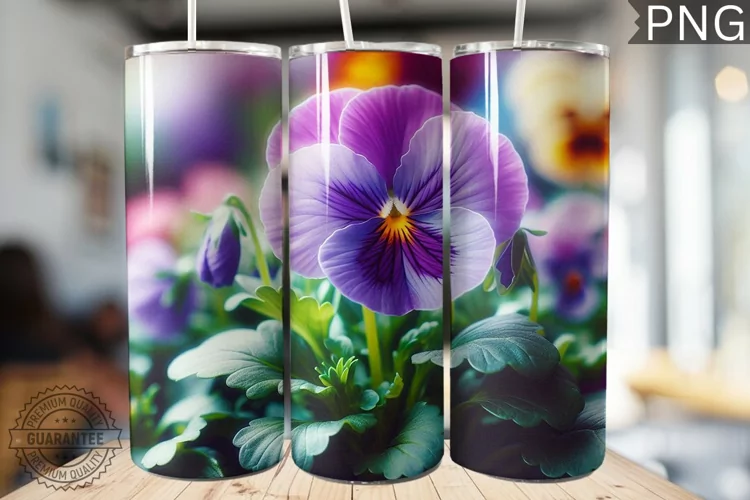 Pansy Flower Tumbler Wrap - Tumbler Design