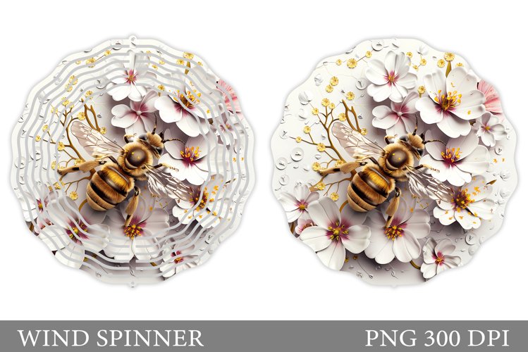 3D Bee Wind Spinner Design. Flowers Wind Spinner Sublimation example image 1