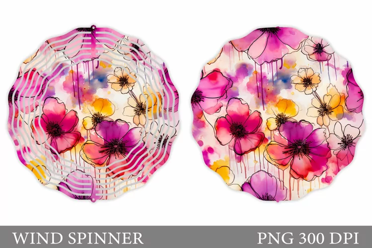 Flowers Wind Spinner Design. Flowers Spinner Sublimation