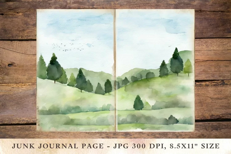 Printable Junk Journal Pages forest hill 2