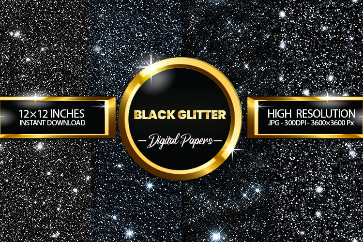 Black Glitter Digital Papers - 04 Variations