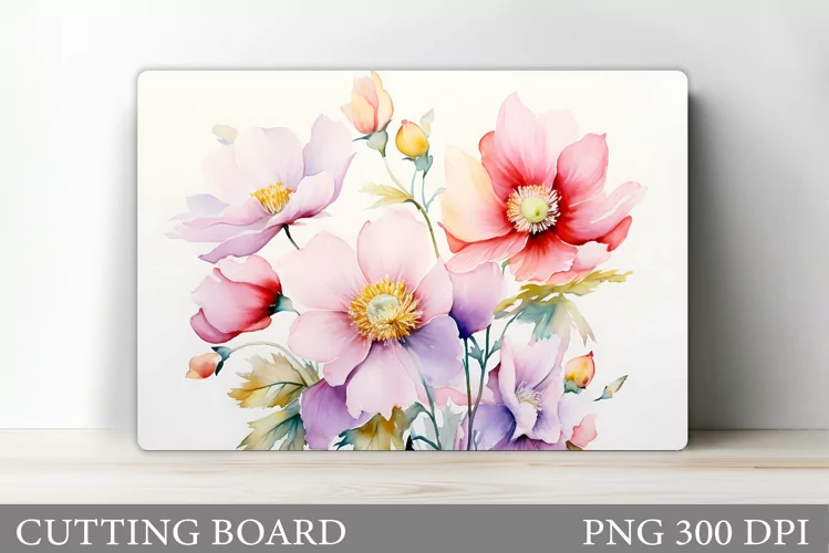 Flowers Cutting Board Design. Summer Flowers Cutting Board