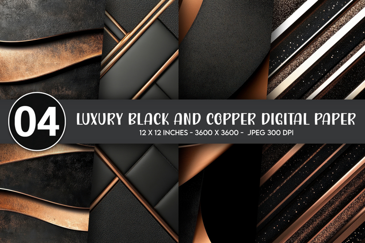 Luxury Black and Copper Digital Paper