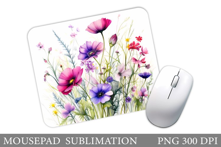Flowers Mouse Pad Sublimation. Wildflowers Mouse Pad Design