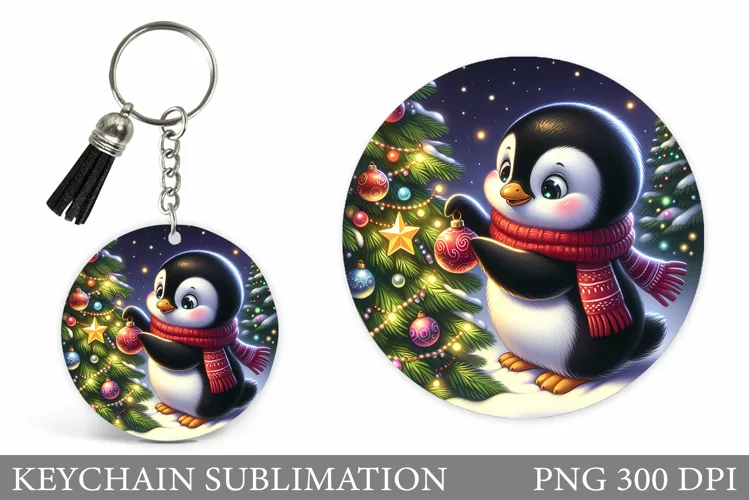 Christmas Penguin Keychain. Christmas Keychain Sublimation