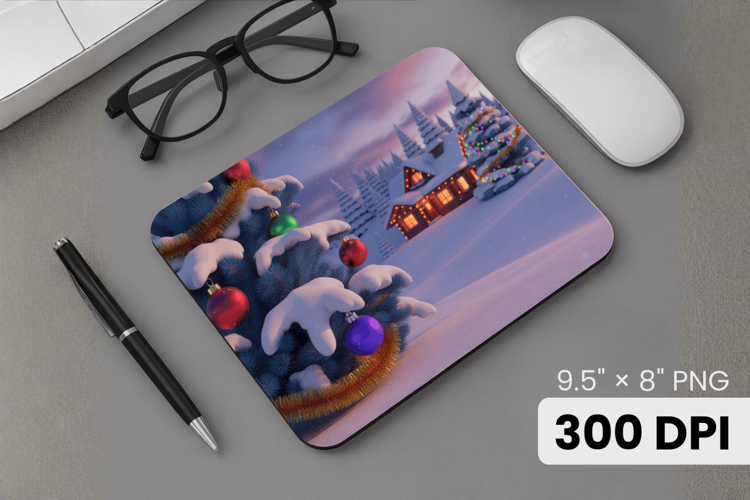 Winter Wonderland Snowflake PNG, Icy Tree Mouse Pad Design