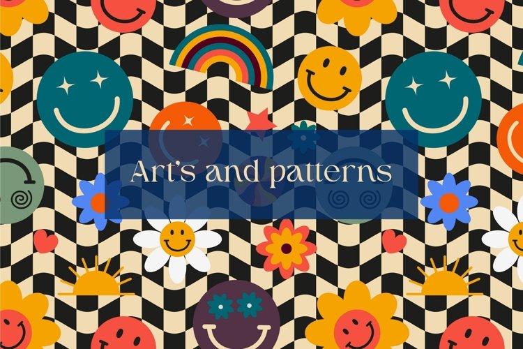 Groovy seamless pattern |Smiles pattern | Emoji pattern