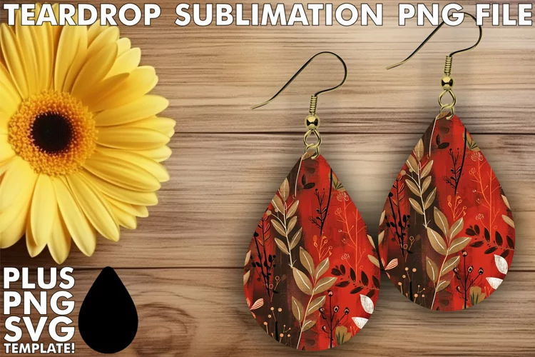 Red Glitter Patterned Earrings