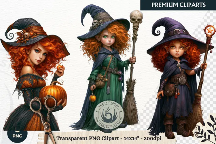 Whimsical Halloween Little Witch Gothic Png Clipart graphic