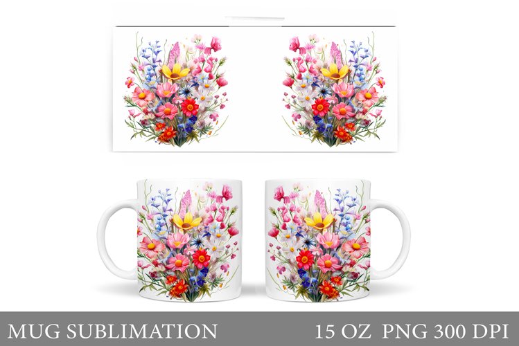 Flowers Mug Design. Flowers Mug Sublimation example image 1