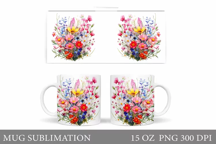 Flowers Mug Design. Flowers Mug Sublimation