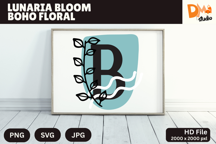 Lunaria Bloom Boho Floral Monogram