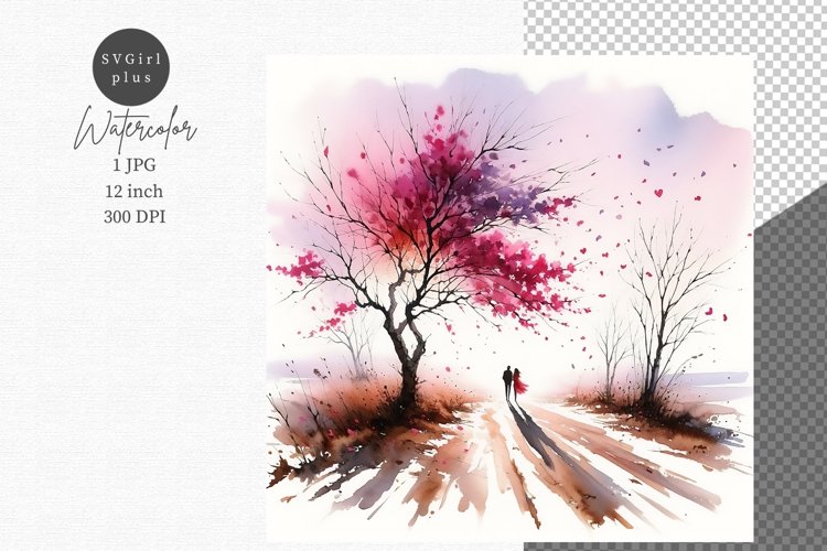 Valentines day, Couple walking, JPG, Junk journal,