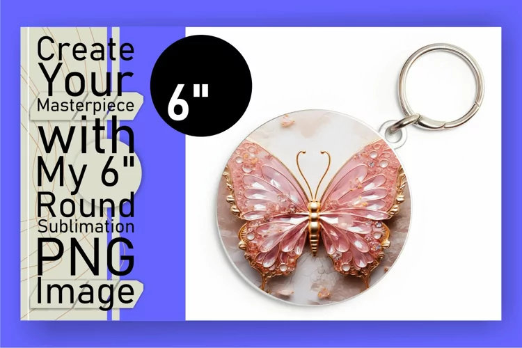 Round Ornament Delights: Sparkling 3D Butterfly