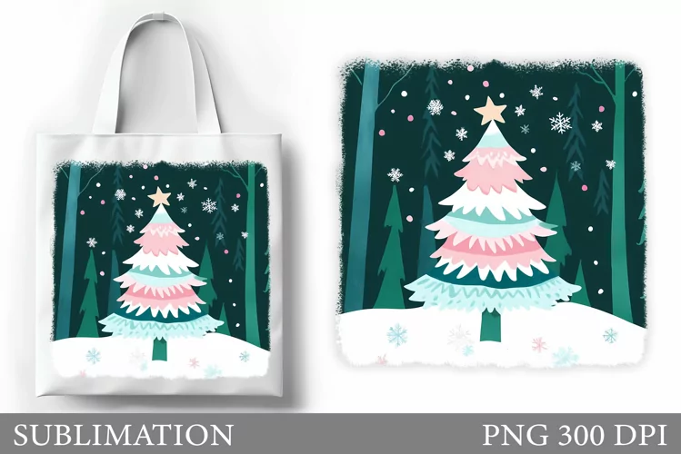 Christmas Tree Tote Bag. Christmas Tote Bag Sublimation