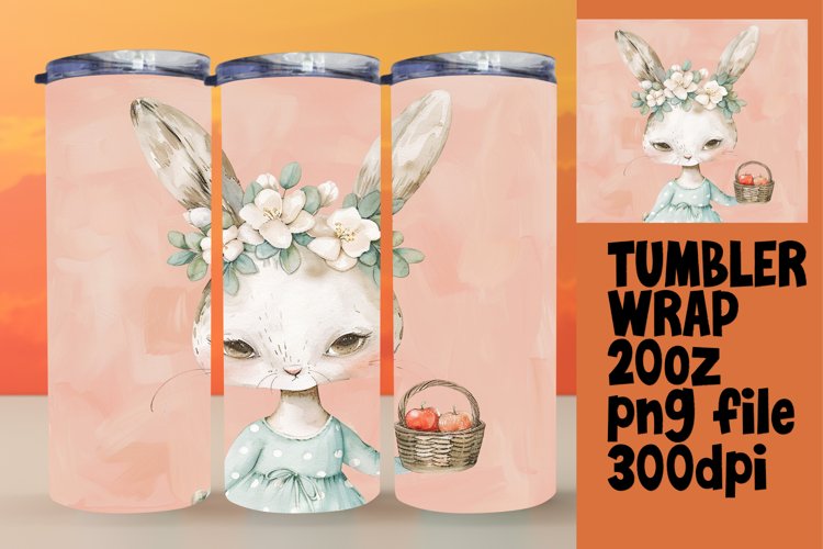 Charming Bunny with Blooms Tumbler Wrap