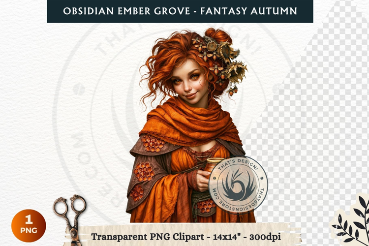 Dark Autumn Fantasy Clipart PNG for RPG Obsidian Ember Grove
