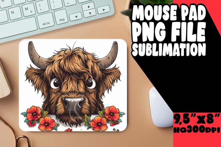 Adorable Peekaboo Cow Mouse Pad PNG