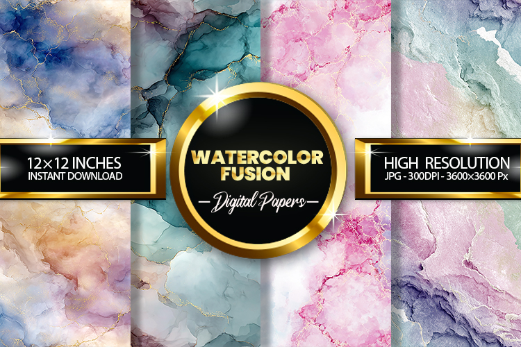 Watercolor Fusion Digital Papers - 04 variations