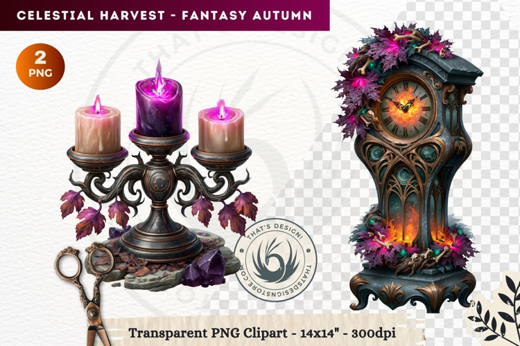 Autumn Fantasy Clipart PNG Celestial Steampunk Harvest