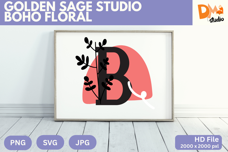 Golden Sage Studio Boho Floral Monogram