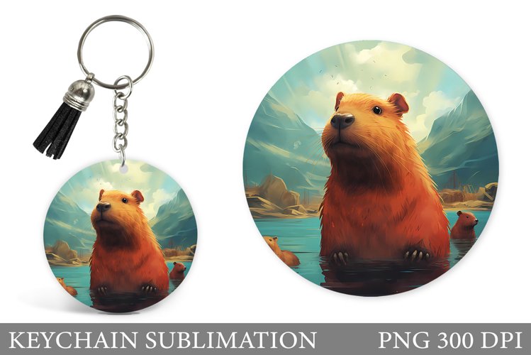 Beaver Round Keychain Design. Beaver Keychain Sublimation