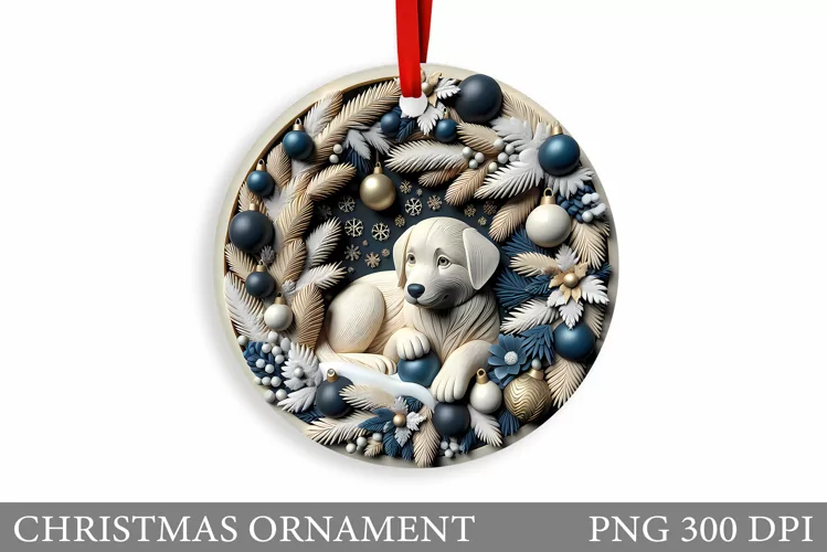 Cute Dog Christmas Ornament. Winter Dog Christmas Ornament