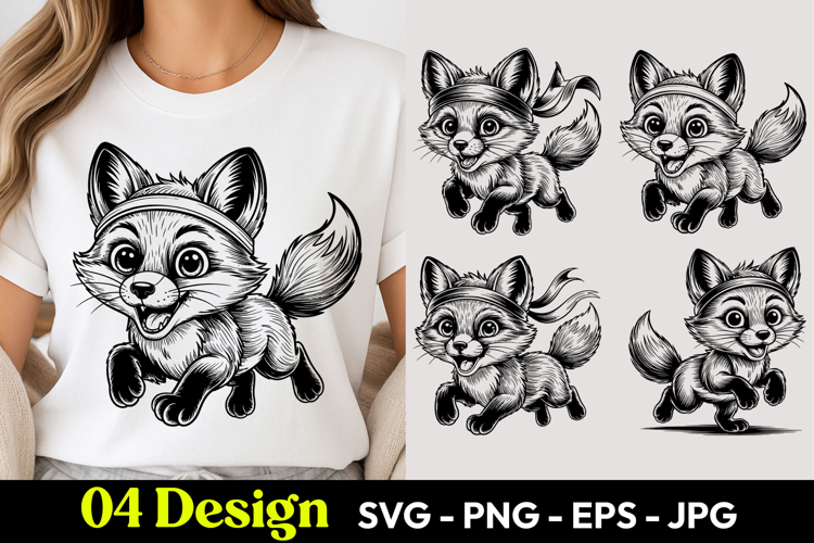 Running Fox Cartoon SVG PNG