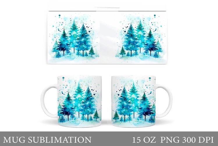 Watercolor Christmas Tree Mug. Christmas Tree Mug Design