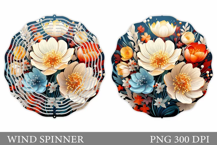 Flowers Wind Spinner Design. Flowers Spinner Sublimation