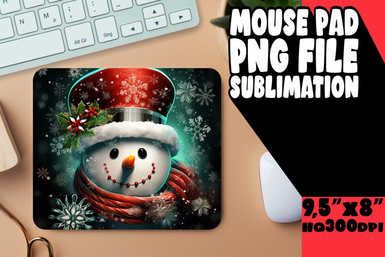 Holiday Spirit Snowman Mouse Pad PNG Design