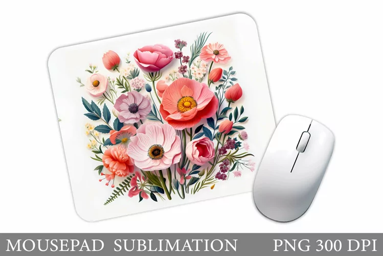 3D Flowers Mouse Pad Design. Floral Mouse Pad Sublimation