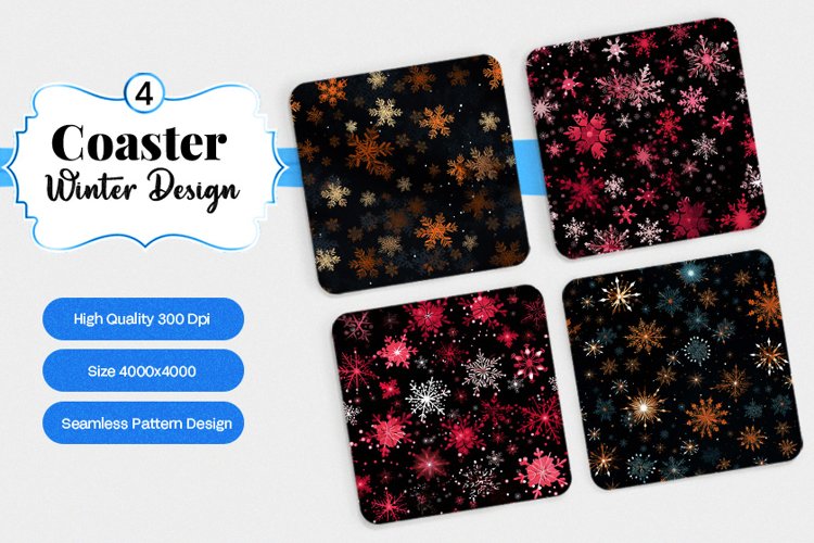 Square Coaster winter snow Sublimation example image 1