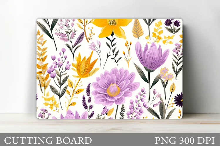 Flowers Cutting Board Sublimation. Wildflowers Cutting Board