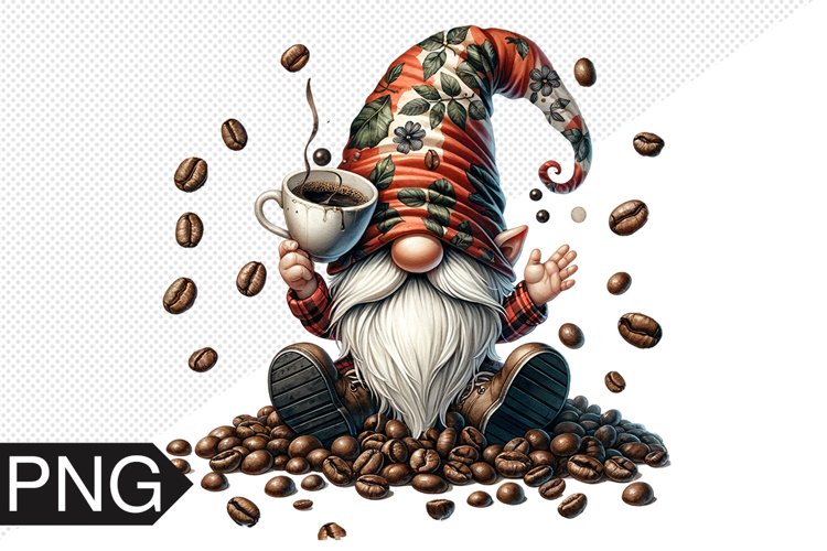 Coffee Gnome Sublimation - Clipart PNG Design