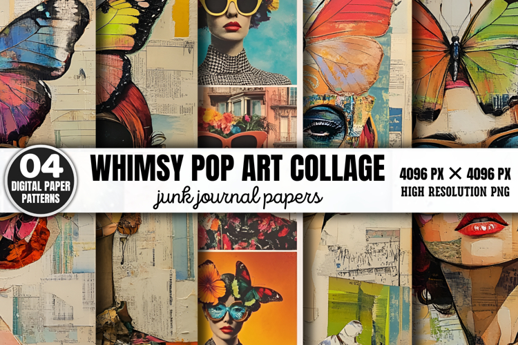 Whimsy Pop Art Collage Journal Patterns PNG example image 1