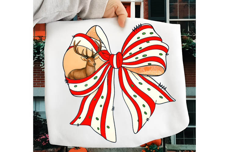 Christmas Coquette Bow PNG, Christmas Sublimation Design