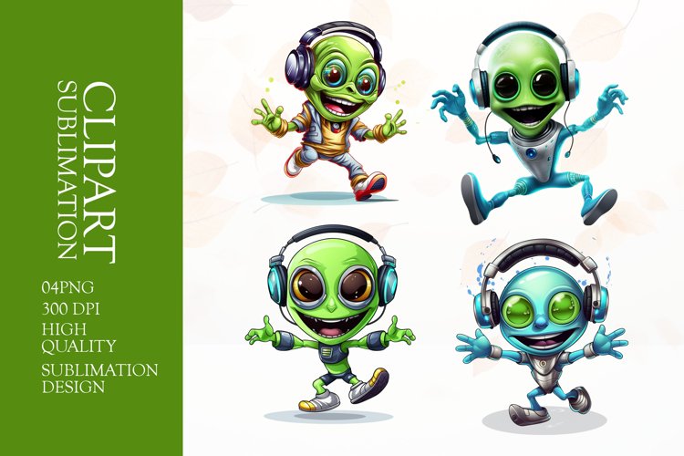 Funny alien clipart sublimation png