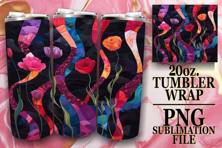 Whimsical Flower Pattern Wrap for 20oz Tumbler example image 1