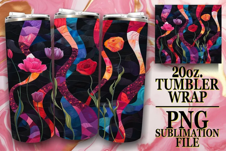 Whimsical Flower Pattern Wrap for 20oz Tumbler