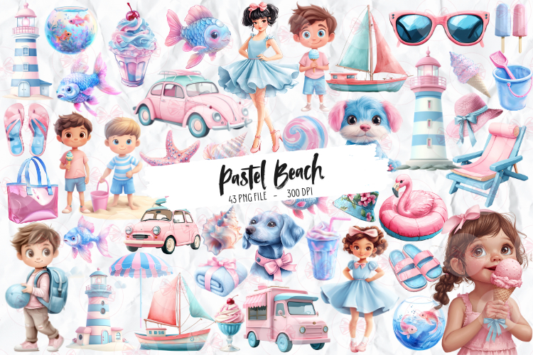 Watercolor Beach Clipart Image 6