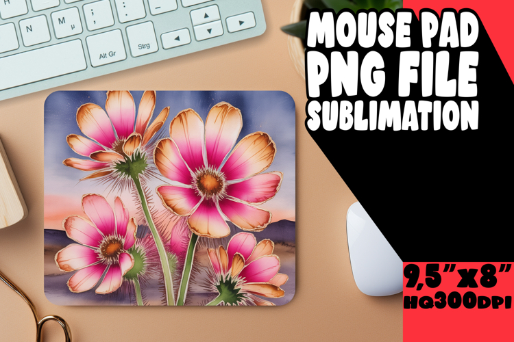 Cheerful Mouse Mat Sublimation Style, Flowers
