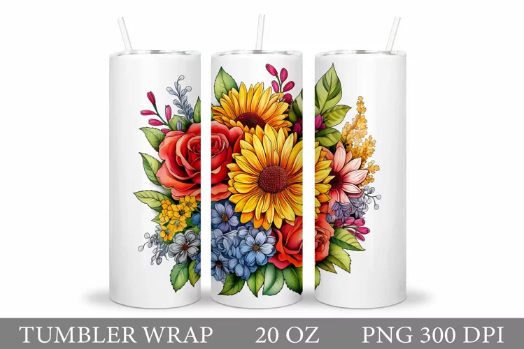 Flowers Tumbler Design. Sublimation Tumbler Flowers