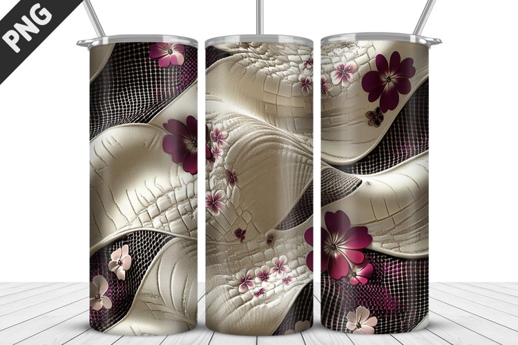 3D Daisy Flowers 20oz Tumbler Wrap | Sublimation Design example image 1