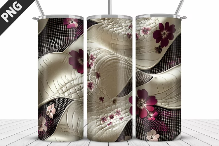 3D Daisy Flowers 20oz Tumbler Wrap | Sublimation Design