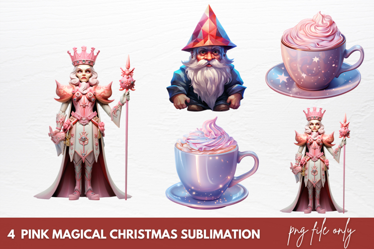 Pink Magical Christmas Sublimation Clipart