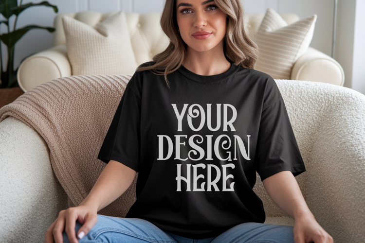 Black Tshirt Mockup Image 4