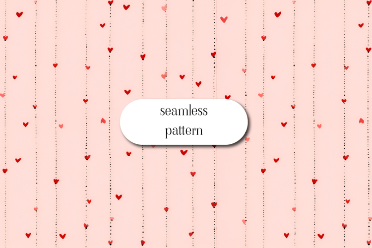 Seamless red hearts pattern on soft pink background