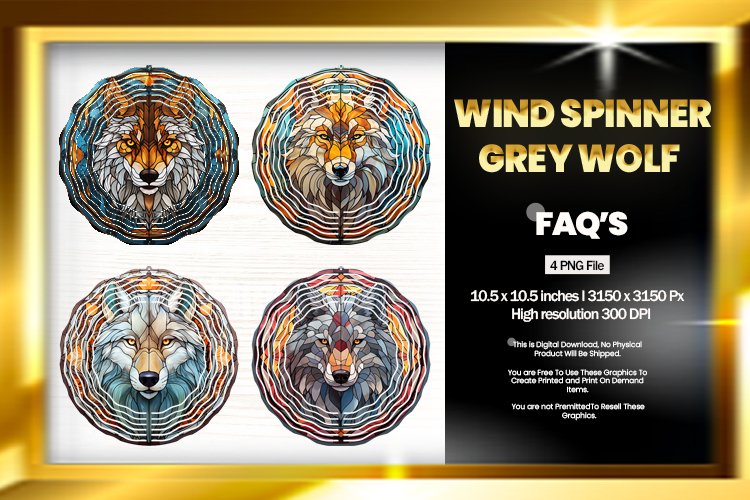 Grey Wolf Wind Spinner Sublimation - 04 Variati example image 1