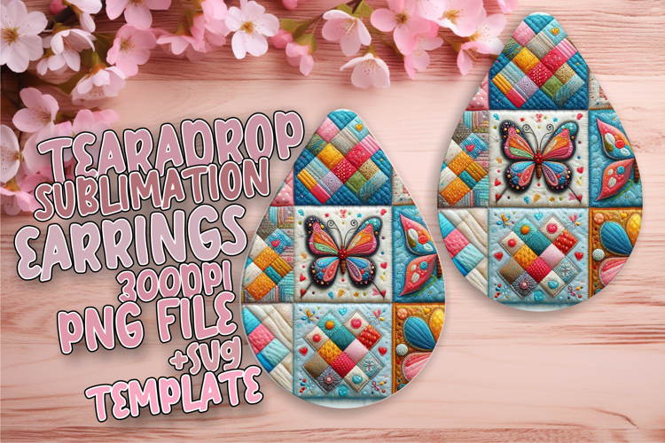 Lovely Teardrop Earrings Design for Printing , Patchwork